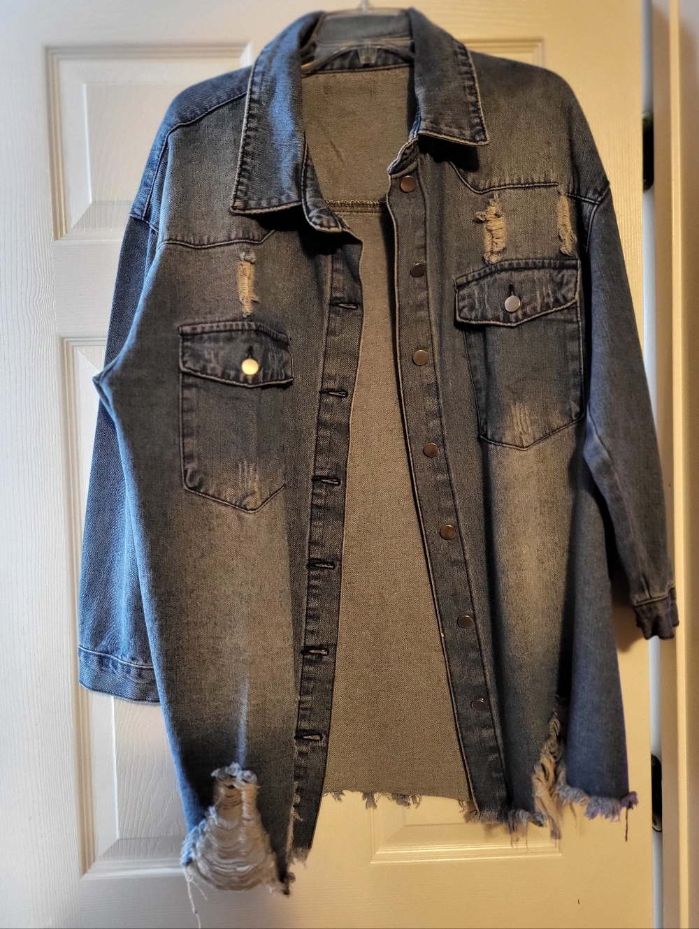 Distressed Denim Jacket - Blue